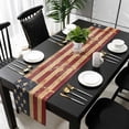 thumbnail image 5 of Vintage American Flag Table Runner Cotton Linen 108 Inch Holiday Dresser Scarves, Retro US Flag White Red Blue Tablerunner for Kitchen Coffee Dining Bedroom Living Room Dinner Scarf Décor 13''x108'', 5 of 9