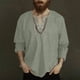 thumbnail image 1 of Blusas y camisas de manga larga con cuello en V para hombre, blusas casuales de moda con cordón y cuello en V de manga larga, blusas para hombre, 1 of 5