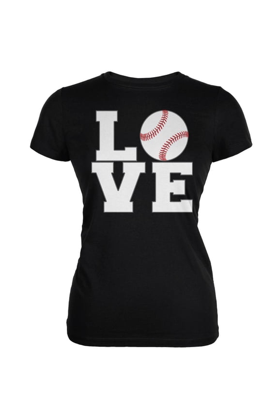 Baseball Love Black Juniors Soft T-Shirt - X-Large