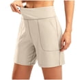 thumbnail image 2 of ClodeEU Women's High Waist Athletic Hiking Shorts,Quick Dry Workout Shorts with Pockets Khaki,Women's Plus XL, 2 of 8
