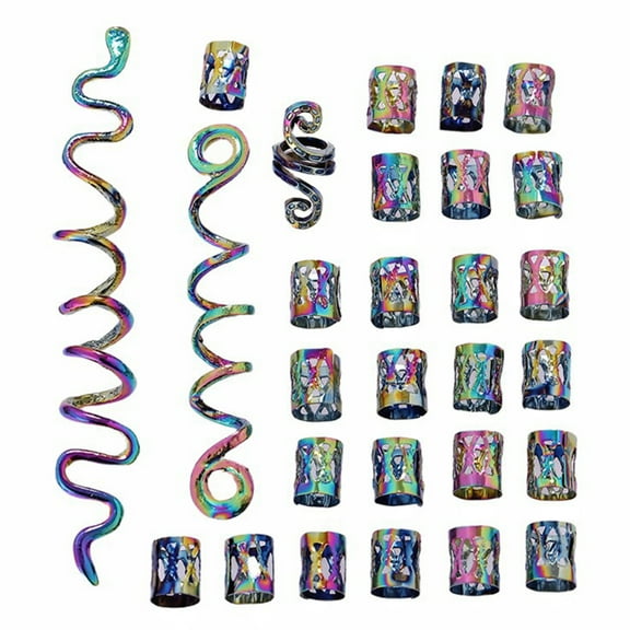 RUISINERY Colorful Ethnic Hair Beads Loose Coil Hair Jewelry For Braid Hair Rings Dreadlock Bead Braid Rings Hair Clip Braid Clip
