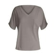thumbnail image 4 of Lixiuxyad Women's V Neck Pocket Tee With Rolled Hem Short Sleeve Loose Top Trendy Casual,Gray XL, 4 of 4