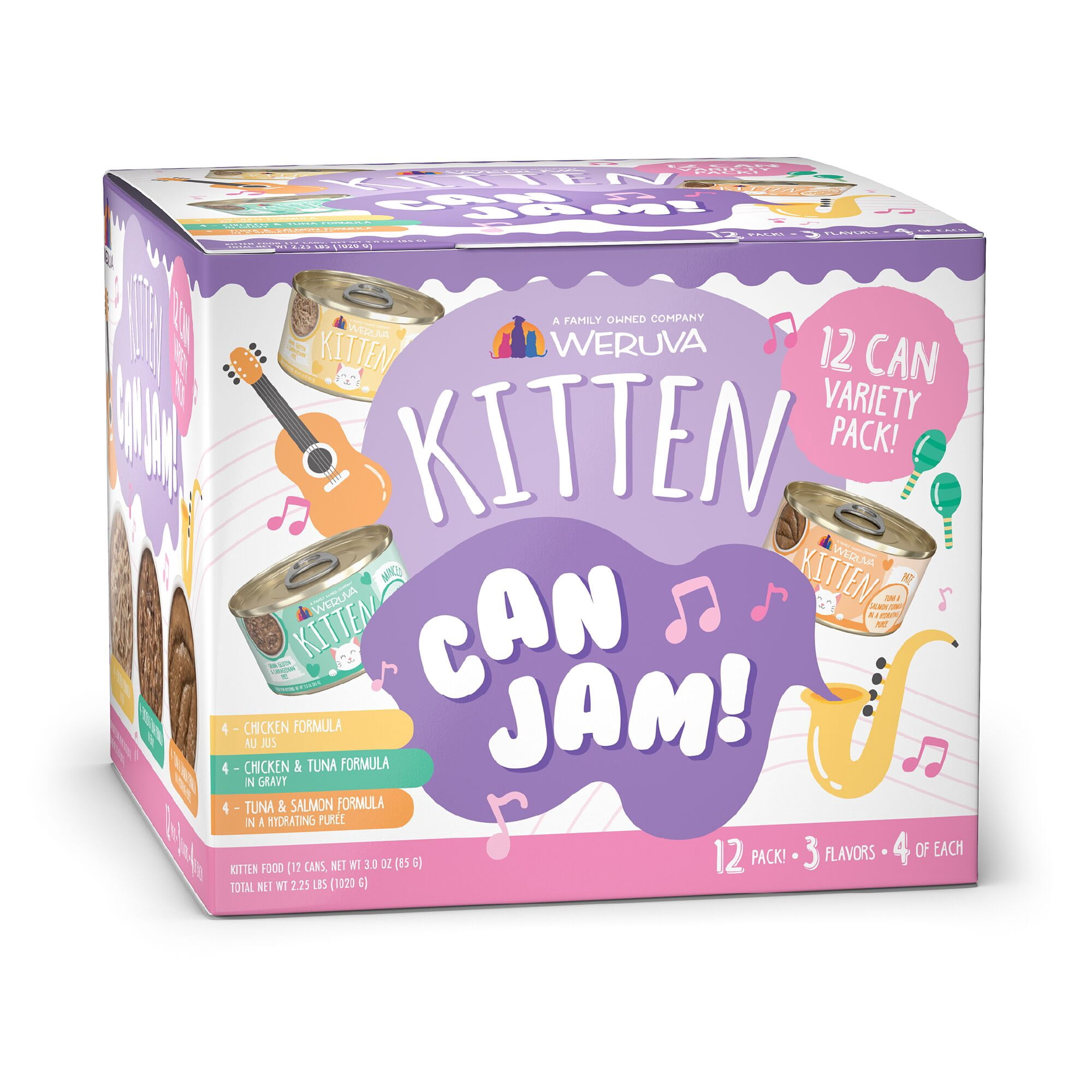 Weruva Kitten Can Jam Variety Pack Wet Cat Food 3 oz. Count of 12