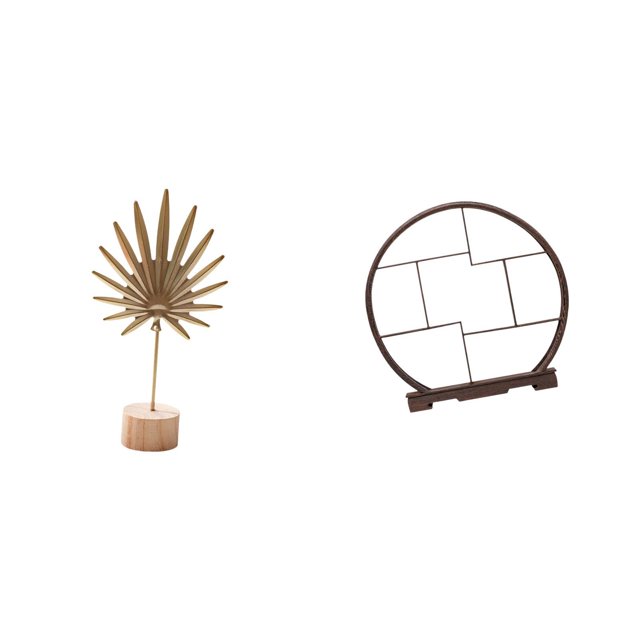 Escultura De Hoja De Metal Abstracta Nórdica Con Soporte De Exhibición De Madera, Adorno Creativo Para Mesa, Fiesta, Decoración Del Hogar, Regalo, Organizador De Almacenamiento, Estante