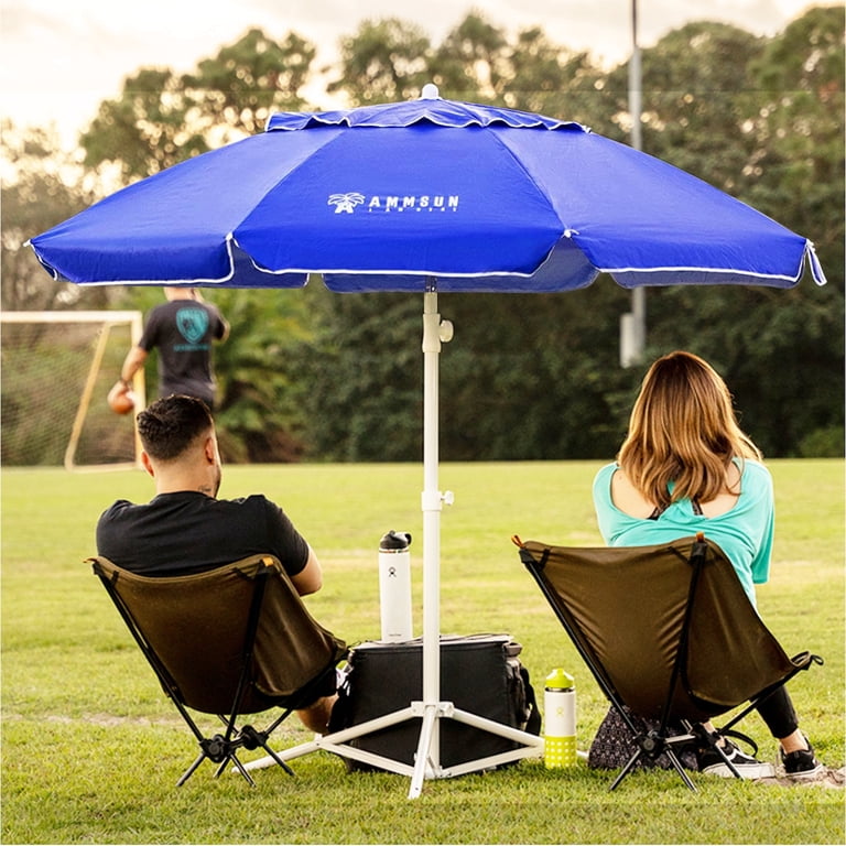 AMMSUN 6.5 Ft Sports Beach Umbrella with Stand, Blue photo 2