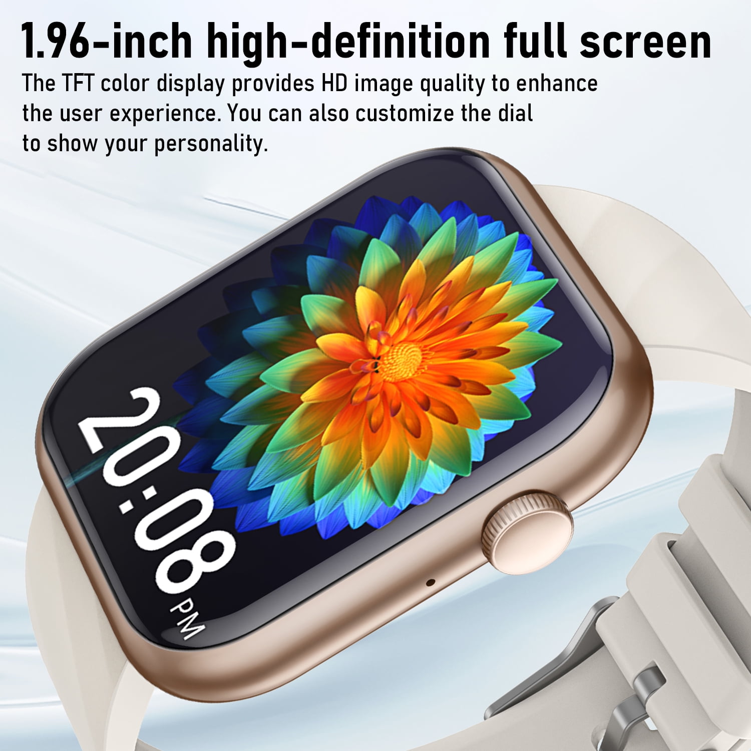 Smart Watch Fits for Android and iPhone,IP68 Waterproof,Suitable for Women Men 100 Sports Modes 1.96 inch Fitness Tracker with Answer Make Calls/Message Reminder,4 Watch Bands,Milano Steel Band(Gold)
