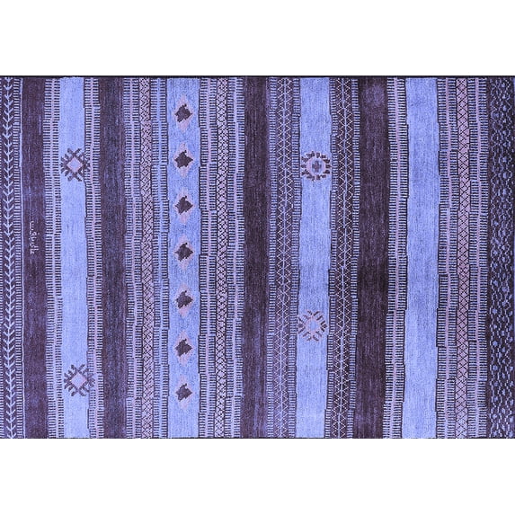 Ahgly Company Machine Washable Indoor Rectangle Oriental Blue Industrial Area Rugs, 5' x 8'