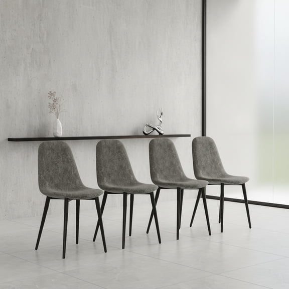 CasaGlajore Modern Suede Dining Chairs Set of 4, Grey Upholstered Side Chairs with Black Metal Legs for Kitchen & Dining Room