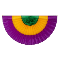 Mardi Gras Nylon Flag Bunting by Old Glory Bunting.  3' x 6' Fully Sewn Purple, Yellow & Green 3 Stripe Fan Flag Bunting Banner. Pleated Fans Made in The USA! Free Shipping Available!