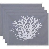 Simply Daisy 18" x 14" Coral Reef Geometric Print Placemats, Set of 4