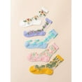 thumbnail image 4 of CHUNTIAN Women's 4 Pairs Sheer Mesh Flower Patterned Thin Casual Crew Socks Transparent Cute Summer Socks, 4 of 8