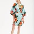 thumbnail image 2 of HLSOHJP Women's Kimono Robe Summer Pjs Lightweight Satin Cozy Soft Spring Cool Bride Thin Bathrobe Floral Printed, 2 of 4