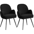 thumbnail image 5 of Black Dining Chairs Set of 2, Modern Boucle Fabric Upholstered Kitchen Dining Chairs with Arms and Sturdy Metal Legs for Restaurant Cafe Living Room Bedroom, 5 of 9
