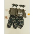 thumbnail image 3 of Loicainy Infant Baby Girl Fall Outfits 3 6 12 18 Months Cute Long Sleeve Romper and Camo Pants Bow Headband Clothes Set, 3 of 9