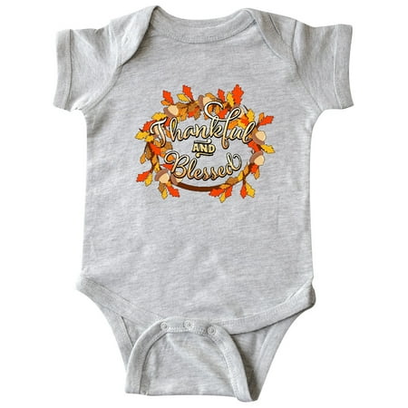 

Inktastic Thankful and Blessed Inspirational Autumn Wreath Gift Baby Boy or Baby Girl Bodysuit