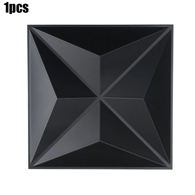 Allume 4Pcs PVC 3D Diamond Wall Panel Decorative Wall Ceiling Tiles Cladding Waterproof, for Residential and Commercial Interior Decor Black 2