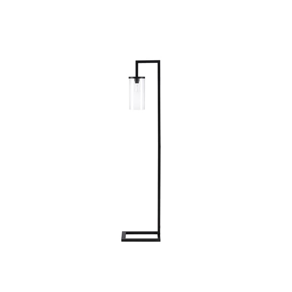 Monarch 68"h Contemporary Floor Lamp in Black Metal - Glass Shade