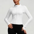 thumbnail image 6 of Sewkxo Women's Workout Jacket Lightweight Zip Up Cropped Yoga Jackets Slim Fit Athletic Tops with Thumb Holes,White S, 6 of 6
