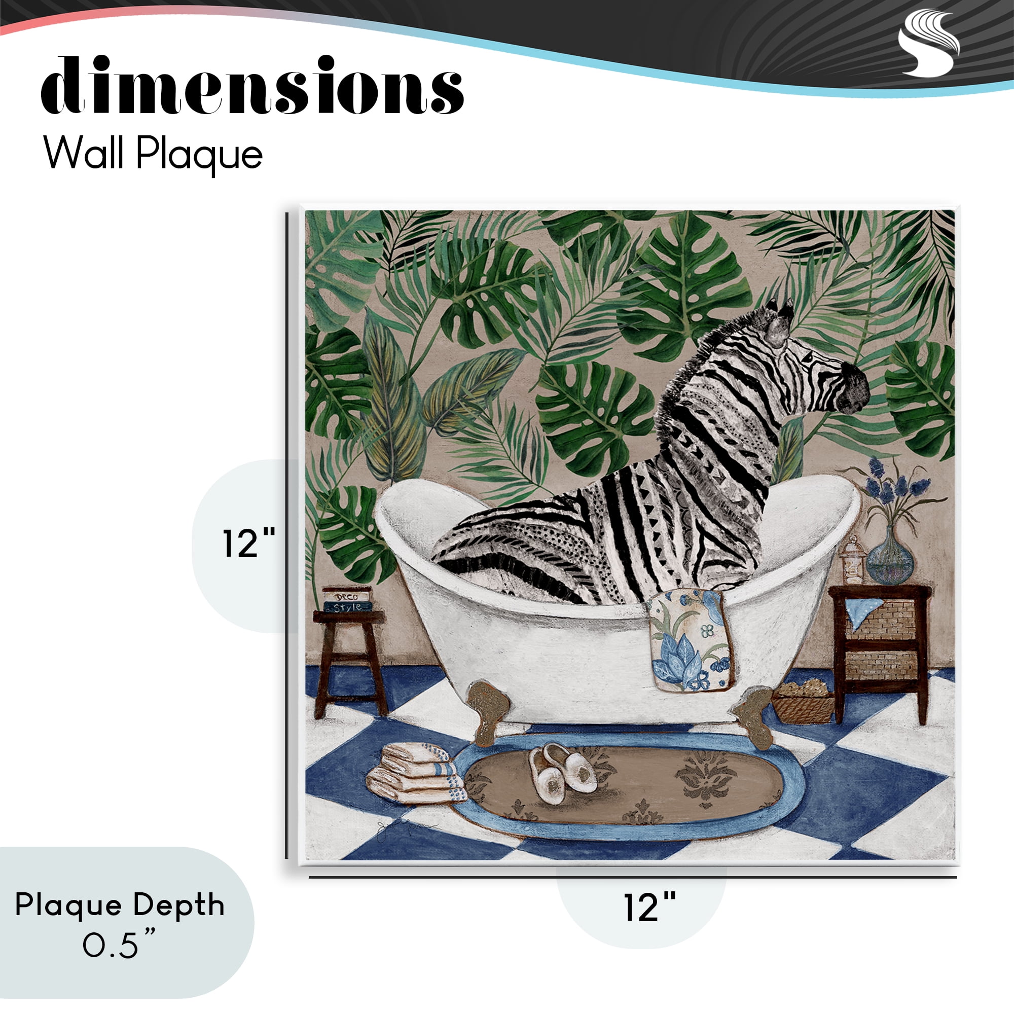 Stupell Industries Zebra in Tropical Bathtub Wall Plaque Art, design by Janet Tava