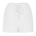 thumbnail image 5 of Htigea Clearance Women's Casual Linen Shorts Comfy Elastic Waist Summer Lightweight Wide Leg Shorts with Pockets Fall Savings White,M, 5 of 7