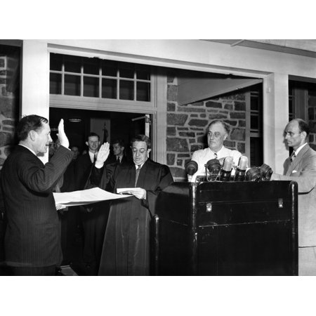 Fdr Presidency. From Left Samuel Eliot Morison Is Sworn In By Federal Judge E.A. Conger As A Trustee Of The Fdr