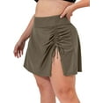 thumbnail image 3 of Attraco Plus Size Womens Swim Skirt Drawstring Swim Dress Built-in Brief Bottom, 3 of 7