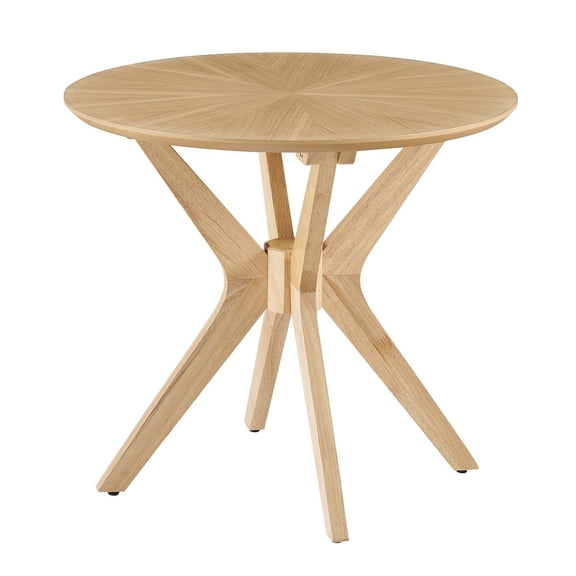 Modway Crossroads 24" Round Modern Wood Side Table with Legs in Oak
