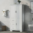 thumbnail image 2 of Bathroom Cabinet, 62.2" Tall Storage Cabinet with Doors and Shelves, Freestanding Linen Closet for Bathroom, Kitchen, Living Room, White, 2 of 9