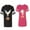 Men Black / Women Pink, variant on King Queen Eagle Sunny Unisex Couple Matching Cotton Jersey style T-Shirt Contrasting stripes on sleeves (Men Black / Women Black) (Men S / Women S)