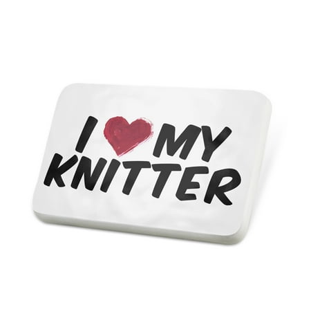 Porcelein Pin I heart love my Knitter Lapel Badge – NEONBLOND