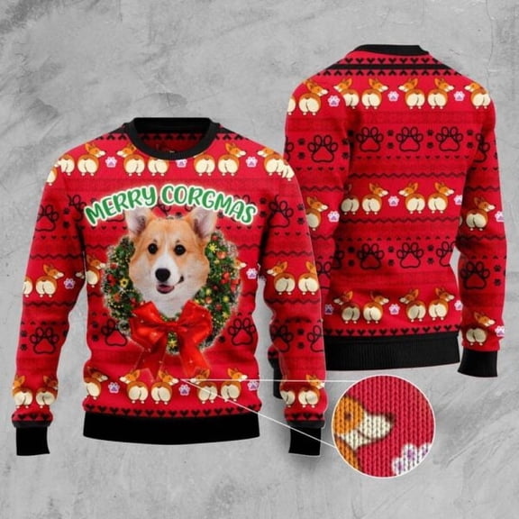 Merry Corgi Xmas Christmas Sweater, Dog Christmas Sweater, Dog Sweaters