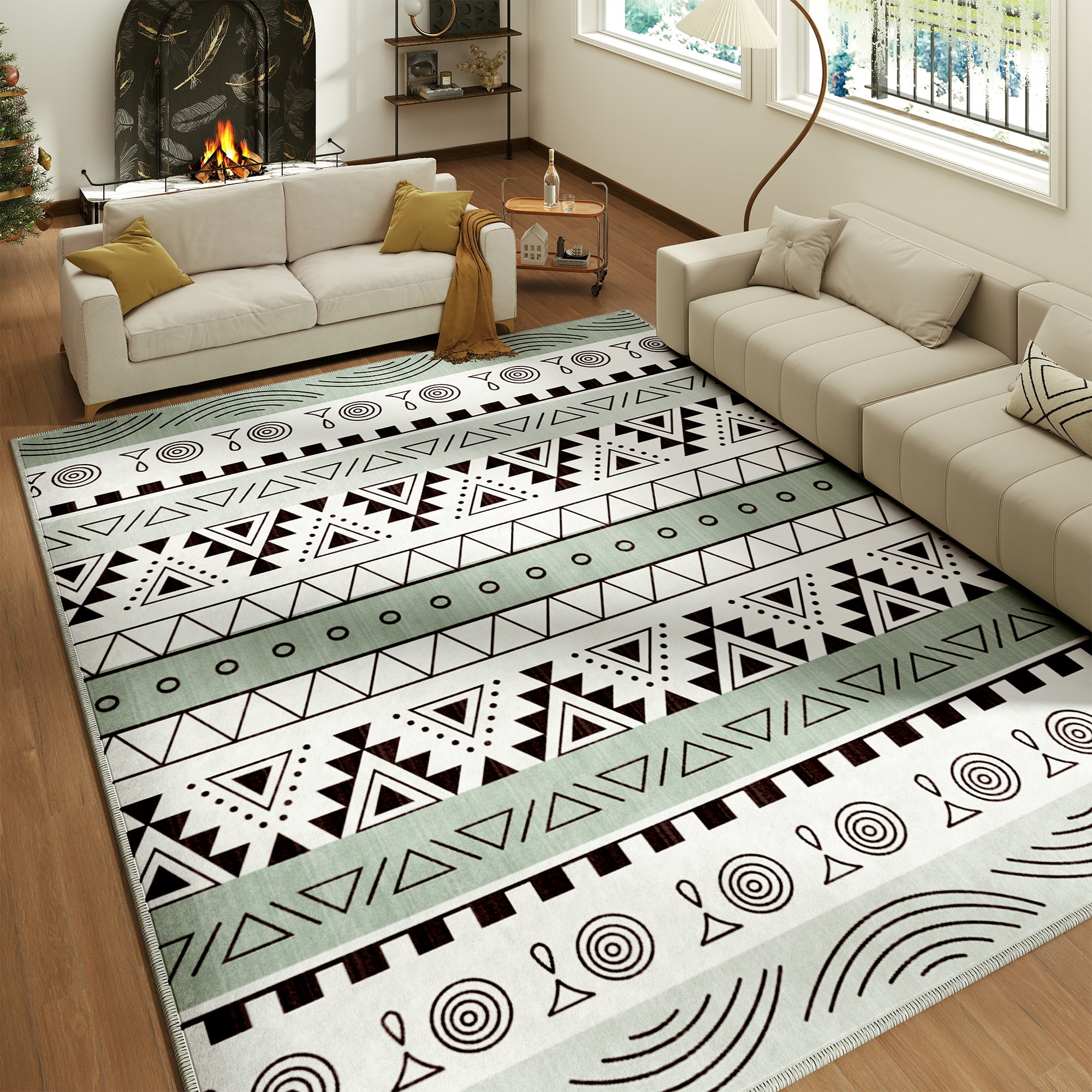 EnHomee Area Rug for Living Room 5x7 Area Rugs for Bedroom Machine Washable Area Rug,Green