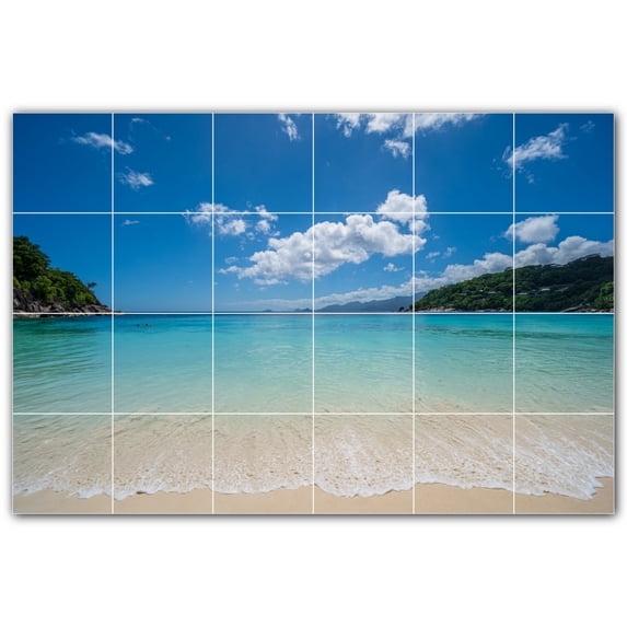 Picture-Tiles.com: Beach Ceramic Tile Wall Mural WAL500050-64XL. 72"W x 48"H using (24) 12" x 12" Ceramic Tiles-Satin Finish