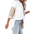 thumbnail image 2 of Sonducket Abrigo de mujer Botón de bloque de color Camisa cálida Otoño Invierno Solapa de pana Prendas para la parte del cuerpo Blanco+gris+caqui XL, 2 of 6