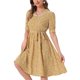 thumbnail image 4 of INSPIRE CHIC Vestido Midi Floral de Manga Abullonada con Cuello Peter Pan y Cintura Alta para Mujeres XL Amarillo, 4 of 6