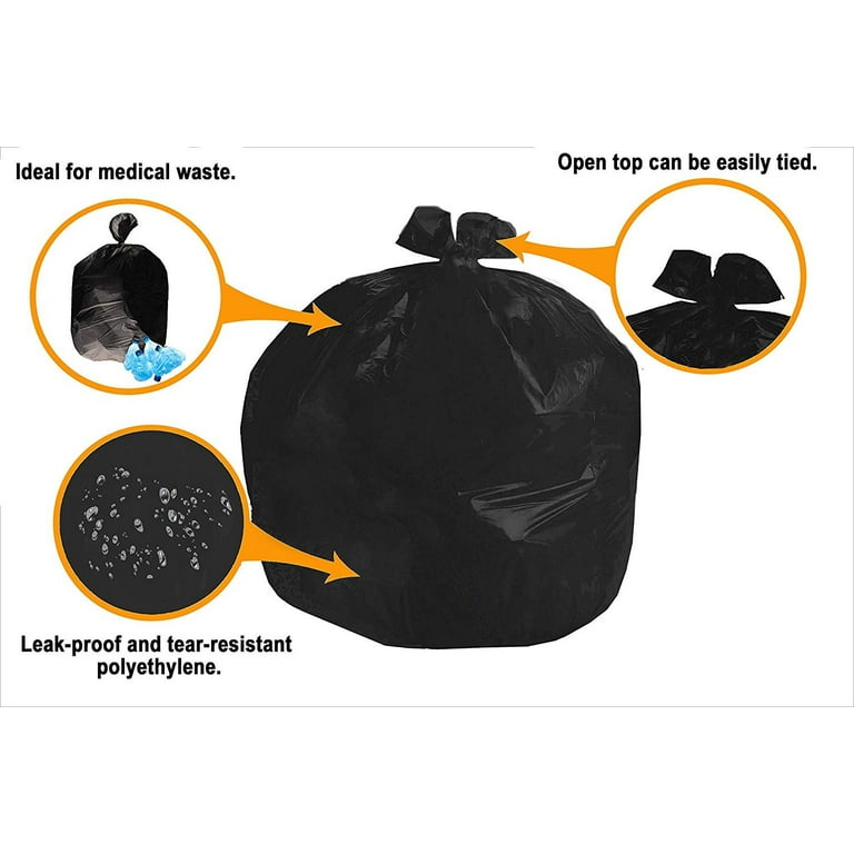 LLDPE Liners-60 Gallon Black Trash Bags 38x58 1.5 mil 100 Bags per case  (L38581.5K ) - ePackageSupply