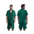 thumbnail image 3 of RUINIXCW Summer Family Matching Pajamas Sets Matching Pjs For Couples Silk Stain Family Pajamas for Women Men Button Down Short Sleeve Shirt and Lounge Shorts Sets 2 Pcs Loungewear Sleepwear, 3 of 9