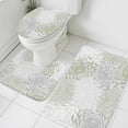 thumbnail image 3 of Sage Green White Bath Mat 3 Piece Bathroom Rug Set, Abstract Grey Chrysanthemum Flower Non Slip Bath Rug Contour Mat and Toilet Lid Cover, Absorbent Shower Mats Soft Bath Rugs and Mats Sets, 3 of 8
