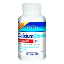 21st Century Calcium Citrate Plus D Maximum Caplets, 120 Count