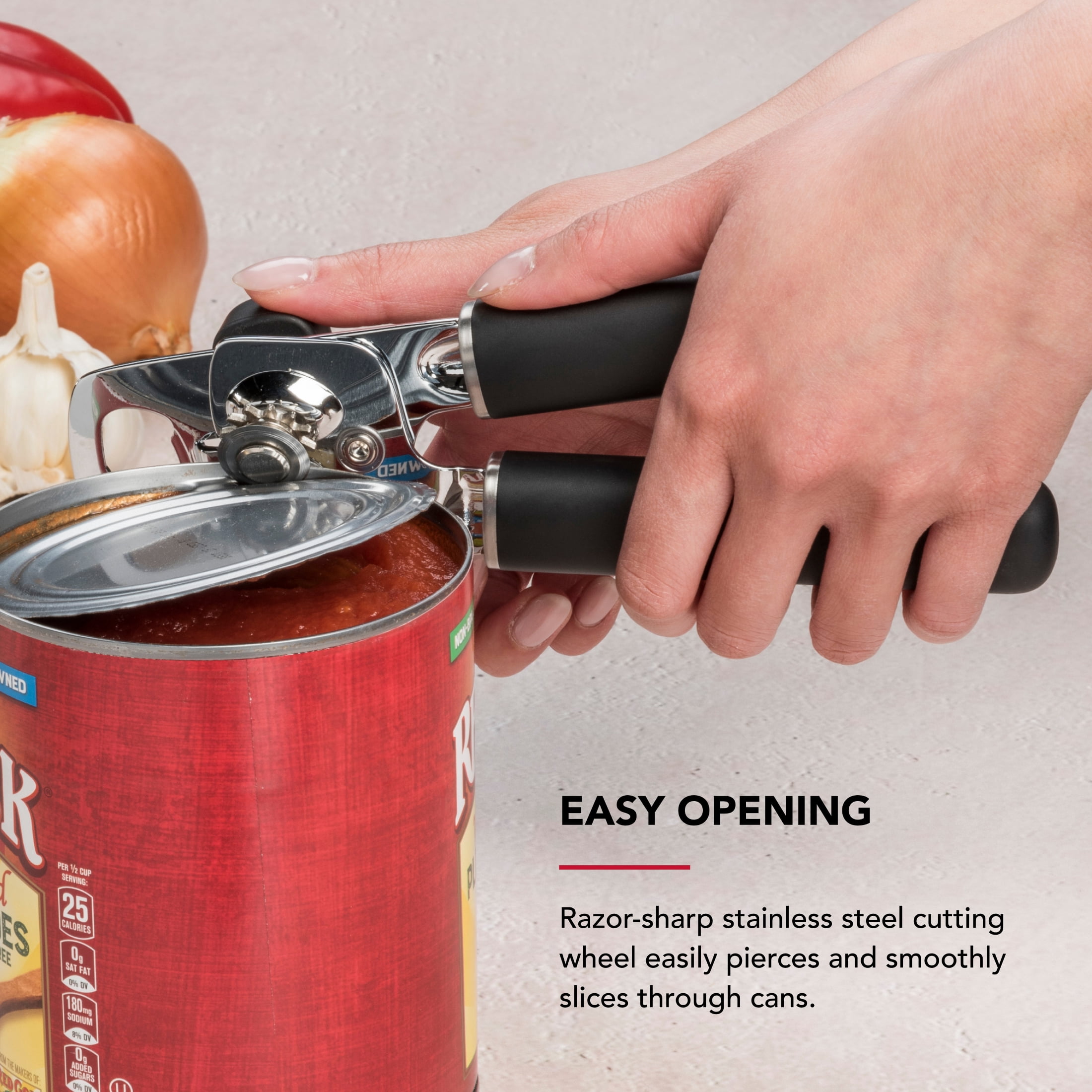 KitchenAid Stainless Steel Manual Can Opener with Bottle Opener and Ergonomic Grip, Black