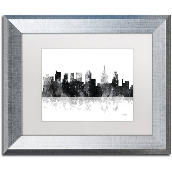 Trademark Fine Art "Philadelphia Skyline BG-1" Canvas Art by Marlene Watson, White Matte, Silver Frame