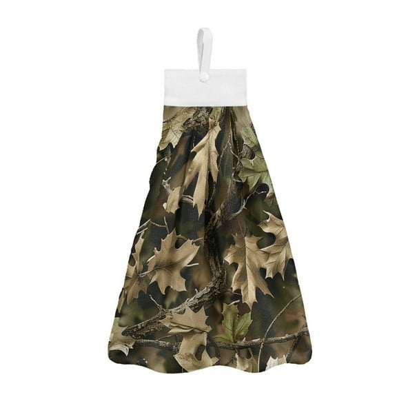 SEANATIVE Hunting Camo Hand Towel with Hanging Loops 2 Piece Bath Hand Towels Soft Hand Dry Towels Hanging Hand Towels for Kitchen Highly Absorbent Fingertip Towel Home Decor Accessories