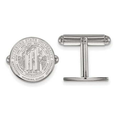 Sterling Silver LogoArt Official Licensed Collegiate Pittsburg State University (PSU) Crest Cuff Link