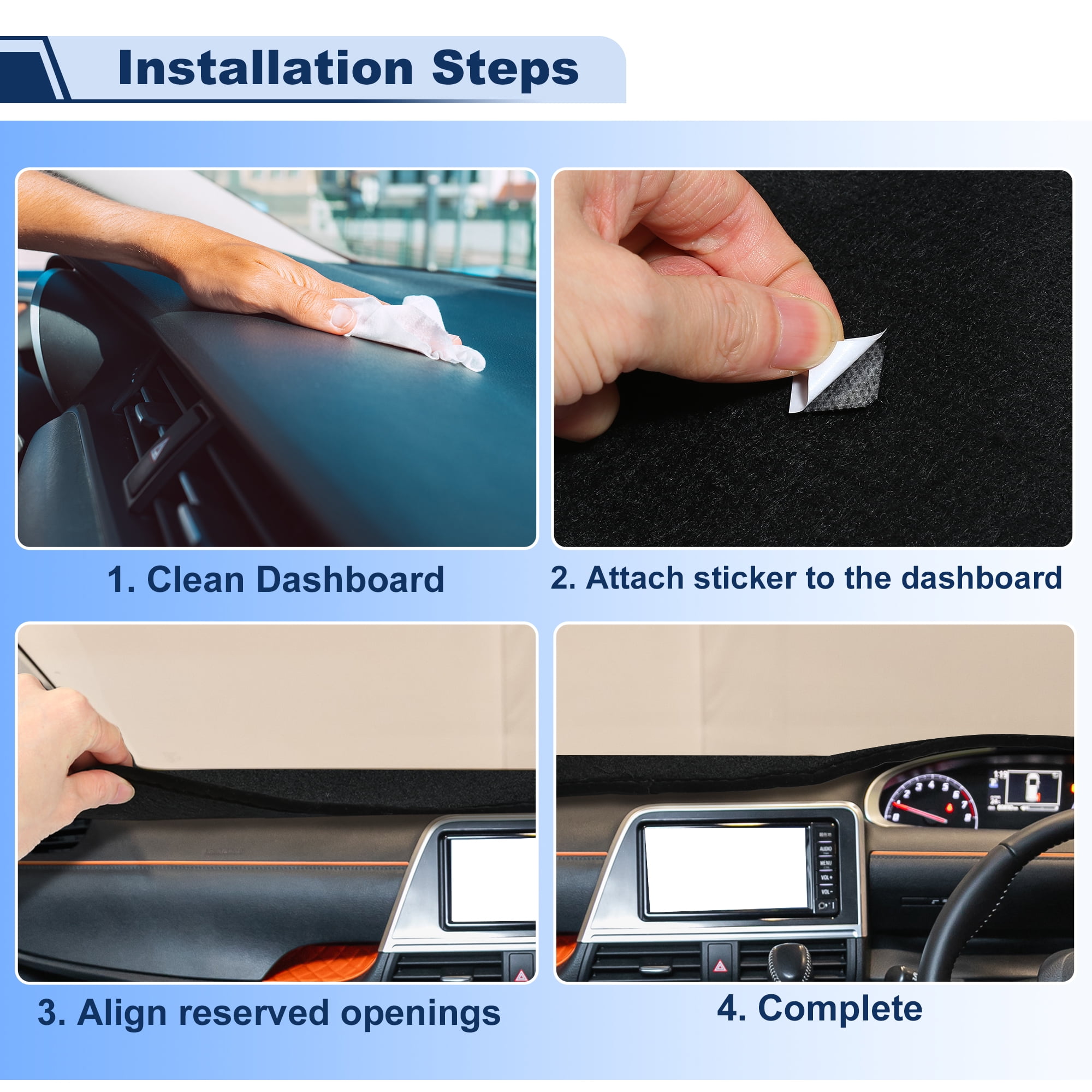 Leather Dash Cover for GMC Sierra for Chevrolet for Silverado 2007-2013 Dashboard Cover Mat Sunshade Non-Slip Dashboard Protector Anti-Glare& Beat The Heat