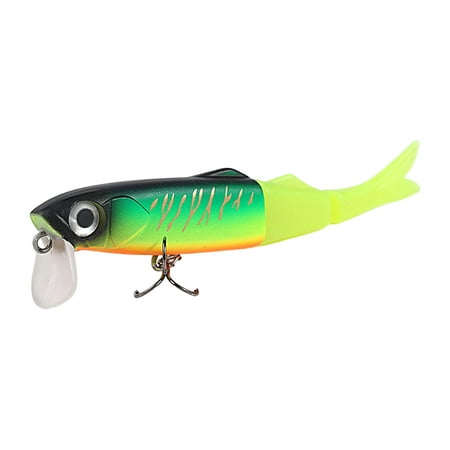 AURORA TRADE 6.5g/65mm 9.5g/95mm Fishing Lure Tongue Hard Body Soft Tail 3D Fisheyes Sharp Hook Universal Floating Minnow Artificial Bass Mandarin Fish Bait Fishing Gear