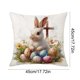 thumbnail image 3 of Funda de cojín de lino con estampado de conejo y huevo de Pascua | Funda de cojín decorativa de 45 x 45 cm para sofá, dormitorio | Decoración de Pascua para el hogar, 3 of 6