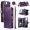 Dark Purple, variant on For Apple iPhone 18 Pro Max / 17 Pro Max Orchid Pattern Wallet Case, 9 Card Slots Zipper Pocket, Detachable Wrist & Shoulder Strap, Magnetic Shockproof Protective Phone Case,Red