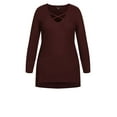 thumbnail image 5 of City Chic Women's Plus Size Longline Cross V-Neck Long Sleeve Jumper, 5 of 6