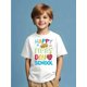 thumbnail image 1 of Happy First Day of School" Boys' Casual T-Shirt - Breathable Polyester, Crew Neck, Short Sleeve, Colorful Print with School-Themed Graphics, Perfect for Spring/Summer/Fall, Everyday Tshirt | Cre, 1 of 6