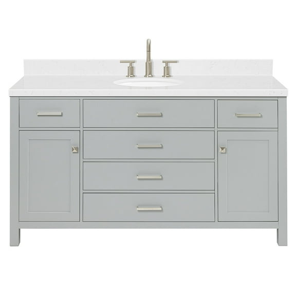 Ariel H060SCQOVOGRY Bristol 60" Free Standing Single Basin Vanity Set - Grey